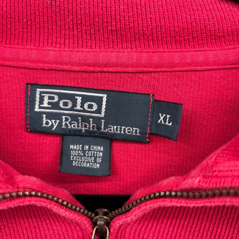 Polo Ralph Lauren Mens Quarter Zip Pull Over XL Red Cotton Business Casual Basic